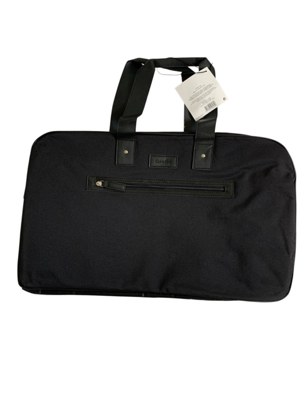New Calvin Klein Large Black Duffel Bag Suitcase with Front Zip Pocket